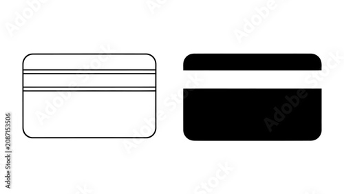 Tableau sur toile Credit Card Icons: A set of minimalist credit card icons, one in white with embossed lines and the other a solid black silhouette, representing modern payment methods