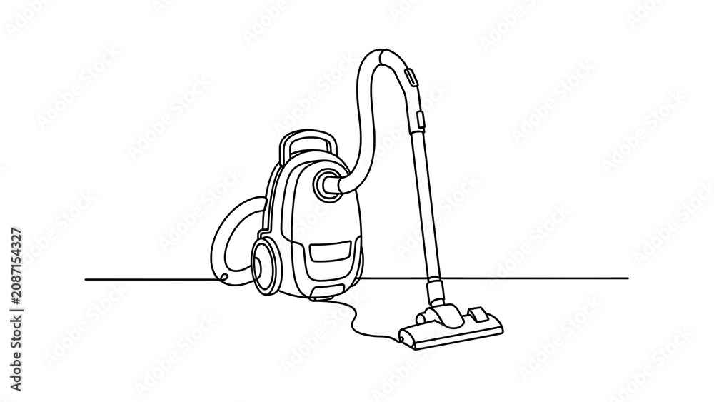 Obraz premium Minimalist vacuum cleaner line art on white background.