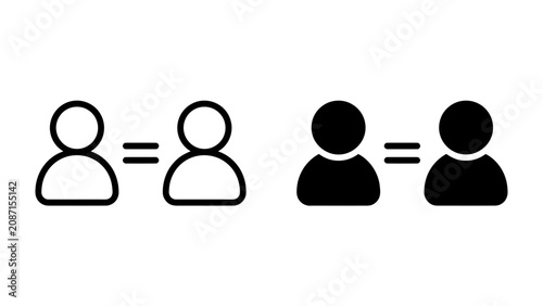 Fotografía Equality Symbol: A graphic representation of equality, showing two white figures linked by an equals sign and two black figures linked by an equals sign, symbolizing fairness and impartiality