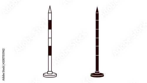 Canvastavla Boundary Marker: A graphic representation of two boundary markers, one with black and white stripes and the other in dark silhouette, symbolizing division and measurement