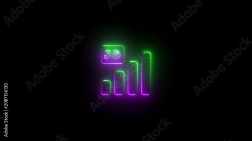 Neon 5 g network signal animation, high-speed wireless connectivity concept, glowing digital technology for telecommunications and data communication projects