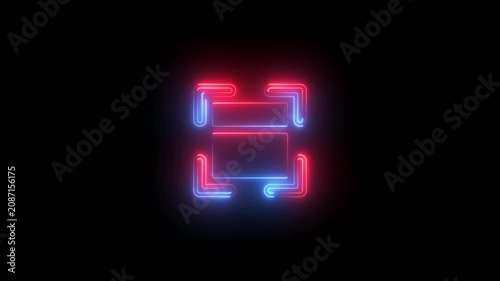 Neon glowing digital focus frame animation, cyberpunk hud interface abstract ui