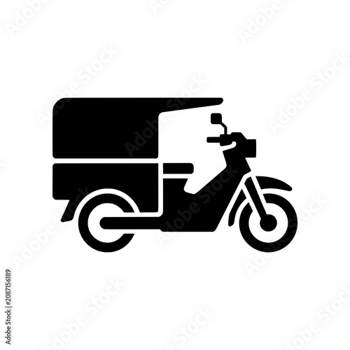 Quadro su tela Motorcycle Sidecar Cart icon featuring a traditional Thai Saleng cargo vehicle used for delivery, transport, mobile vending, and local commerce