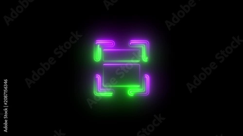 Neon glowing digital frame interface animation, futuristic hud target overlay, cyberpunk ui