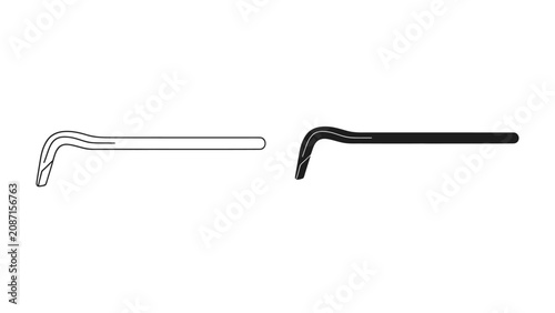 Foto Allen Key Icons: A minimalist design showcasing an Allen key in both outline and solid black, representing mechanical tools and engineering