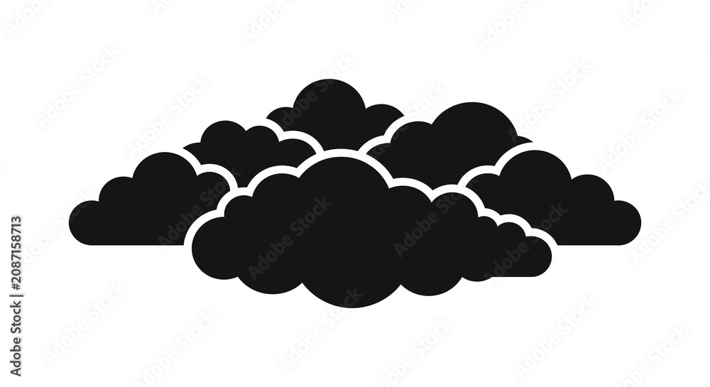 Fotografie Fluffy cloud formation silhouette against a white background