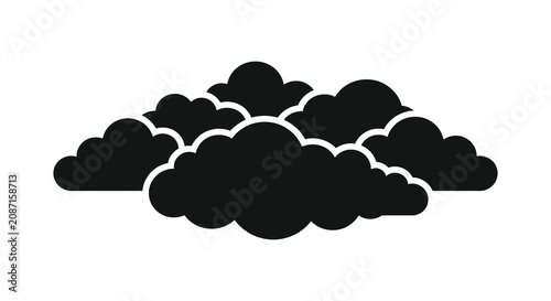 Fotografie Fluffy cloud formation silhouette against a white background