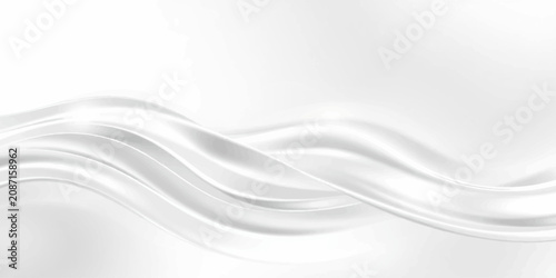 Fotografie Abstract White Smoke Wave Background with Soft Blue Light Curves Smooth Flowing