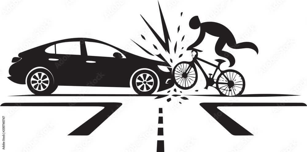 Naklejka premium Car Bicycle Collision Icon