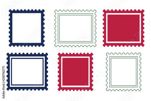 Fotografi Blank postage stamp frame and scalloped edge border vector icon set
