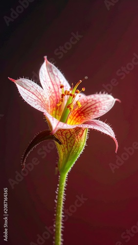 Delicate Pink Lily Flower Macro Shot.