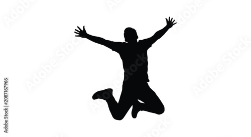 Foto Jumping person silhouette against a white background silhouette