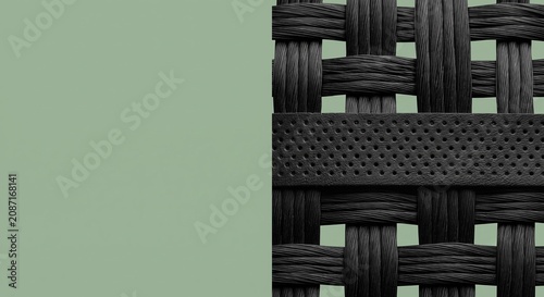 Minimalist black perforated sports grip tape on sage green background