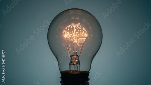 Light Bulb Design Shows Brain Shape in Bright Orange Glow