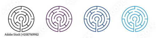 Photos Intricate labyrinth maze circular design pattern on white background