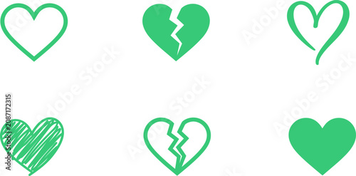 Vector illustration of various heart shapes