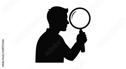 Canvastavla Man Holding Magnifying Glass Silhouette investigation detective