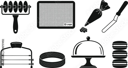 Konstfotografi Professional Pastry and Cake Decorating Vector Icon Set Featuring Multi Wheel Cu