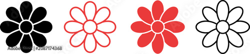Set of stylized flowers in different colors