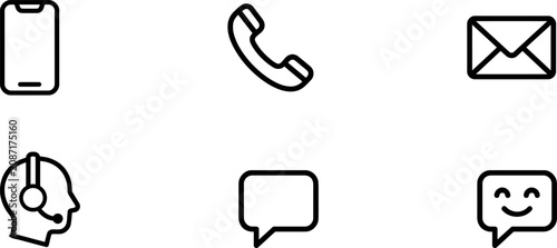 Set of communication icons including smartphone