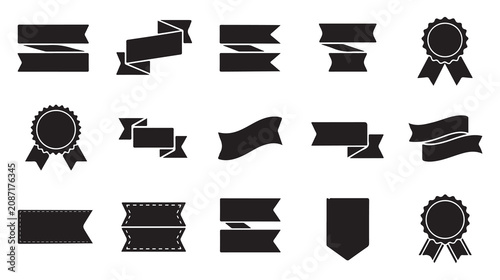 Collection of 15 black solid featuring ribbons and medals