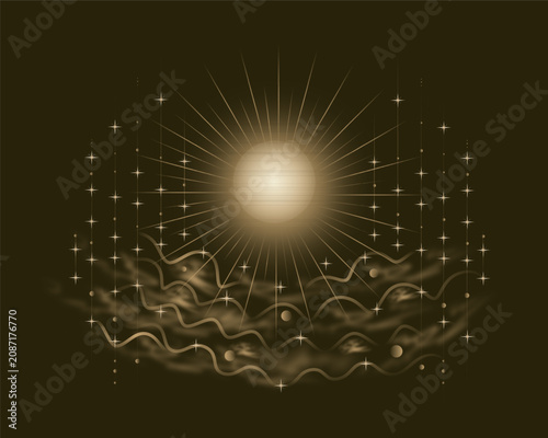 Canvas Print Light spreading through waves of energy reflects the unfolding of creative potential, the expansion of consciousness, harmony with nature, and connection with the Universe