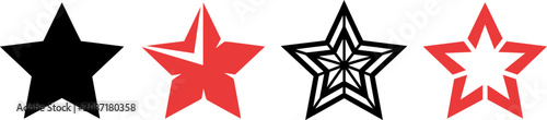 Five pointed stars vector illustration set