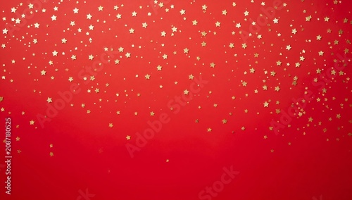 Colorful Backdrop of Scattered Gold Stars on a Red Surface for Decoration or ...