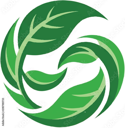 Circular green leaves logo icon design element.