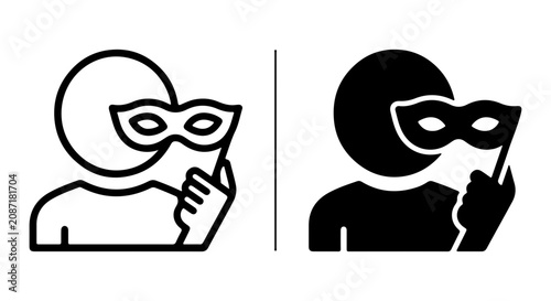 Foto Mystery Person Icons, Anonymous Figure Symbols, Disguised Identity Vector Graphi