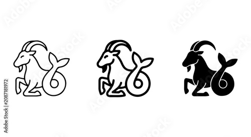 Obraz na plátne Capricorn Zodiac Symbol Vector Icons, Astrological Sign Iconography, Celestial G
