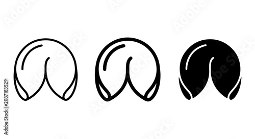 Schilderij op canvas Fortune Cookie Icons, Chinese Food Symbols, Asian Dessert Vector Graphics, Luck