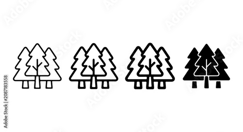 Bild auf Leinwand Forest Icons Set, Pine Tree Vector Graphics, Nature Landscape Symbols, Woodland