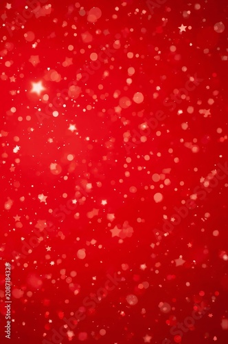 Red Background With Bright Dots and Stars During a Festive Season Celebration