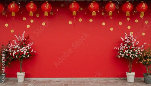 Decorative Wall With Flowers and Lanterns at a Festival Setting During Daytime