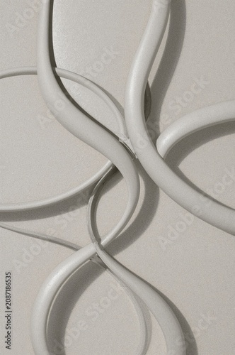White Abstract Design With Twisted Lines on a Light Background Featuring Smoo...
