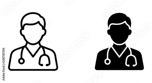Bild auf Leinwand Doctor Icon Set, Medical Professional Silhouette, Healthcare Symbol, Physician A