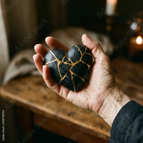 Holding Intricate Geometric Crystal Sphere in Warm Low Light Close Up