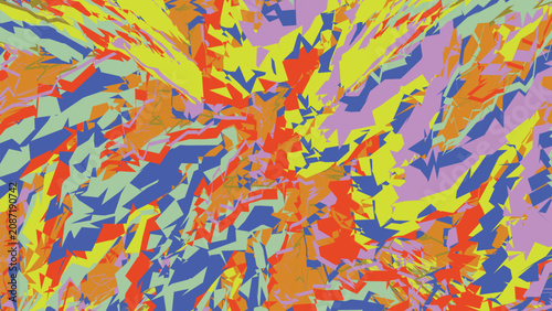 Tableau sur toile Explosive abstract background with intense multicolor shards and dynamic geometric fragments in vibrant summer hues for creative artistic works