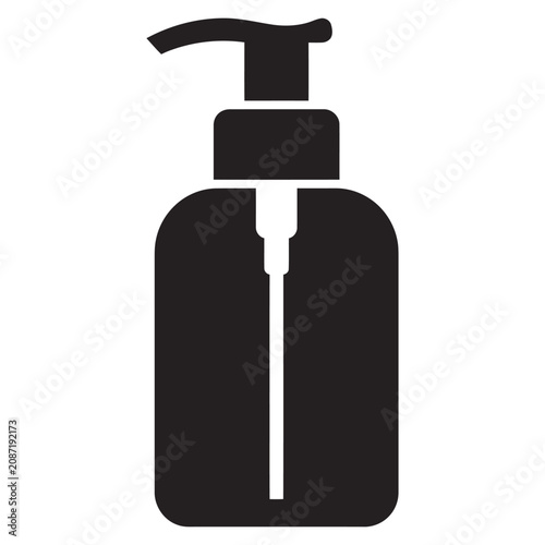 Black silhouette of a soap dispenser pump bottle with visible internal tube