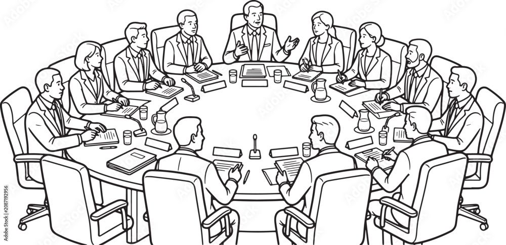 Obraz premium Corporate board of directors meeting at a round table