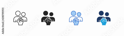 Quadro su tela Set of human rights icon collection in multiple style