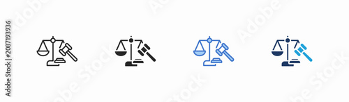Foto Set of justice icon collection in multiple style