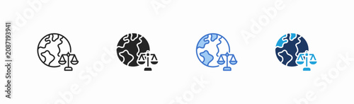 Cuadro en lienzo Set of international law icon collection in multiple style