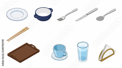 Konstfotografi Tableware and dining utensils set.