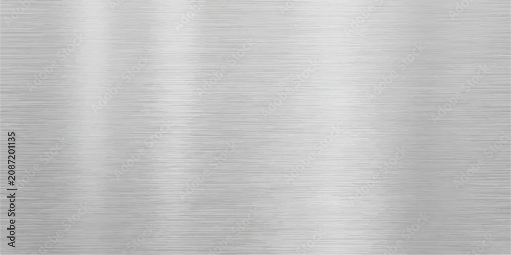 Fototapeta premium Brushed brushed silver metal surface background, with fine linear brushed lines and soft reflections, abstract modern design for banner, presentation and cover.
