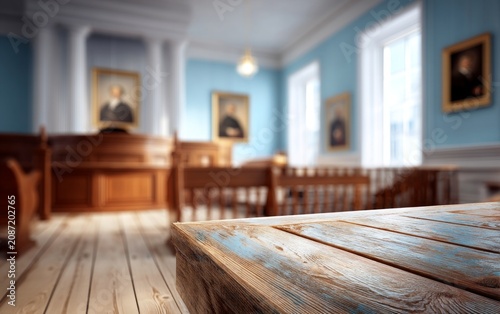 Historic Colonial Courthouse Interior with Wooden Elements and Heritage Vibe