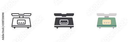 Tableau sur toile Digital kitchen scales icon in line, solid, flat colorful styles