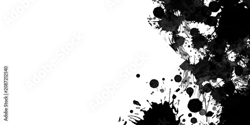 Photos Black ink splatter on white background