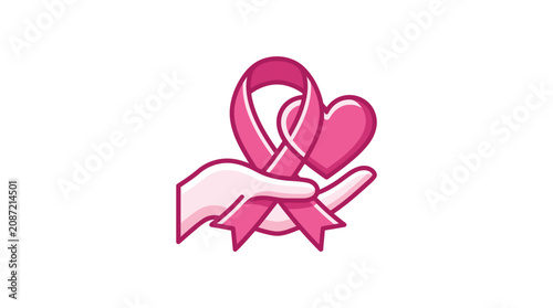 Pink Breast Cancer Awareness Ribbon Symbol.
